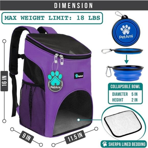 Small Dogs and Cat Backpack Carrier, Airline Approved Pet Backpack Carrier - Picture 2 of 8